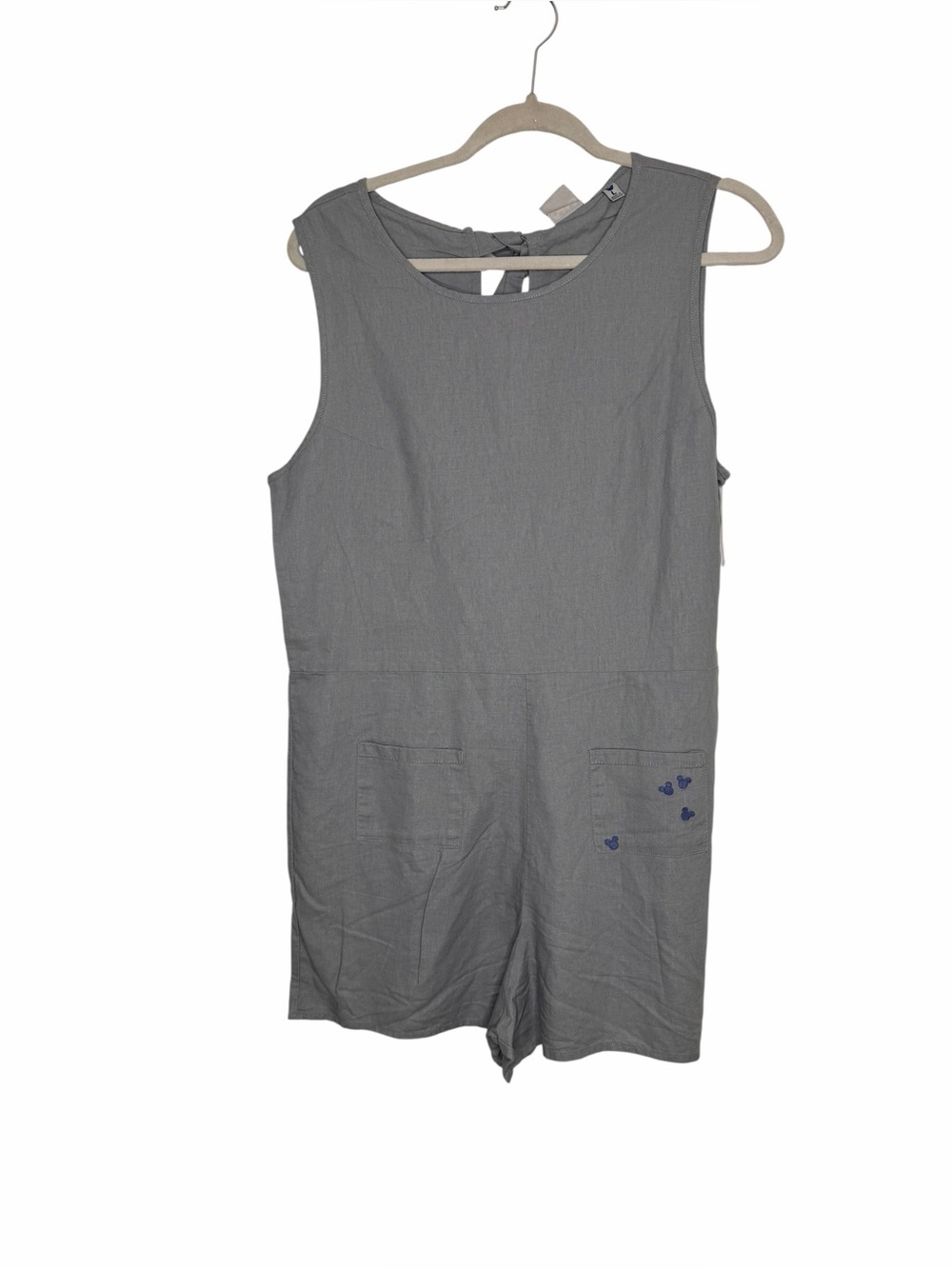 Junk Food/Disney Sleeveless Gray Romper with Front Pockets, NWOT, L